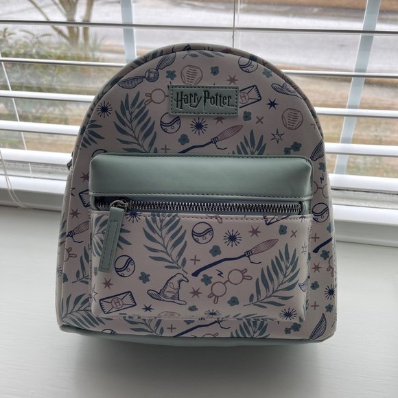 New Bioworld Harry Potter Symbols Mint Green and Ivory Mini Backpack - Picture 1 of 8